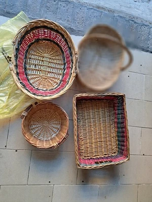 Lotto di 3 cesti ceste in vimini con o senza manici - Immagine 1 di 4