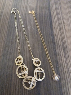 2 Swarovski Crystal Necklace Jewelry Collect Gift Gold Tone 16" And 18" - Image 1 of 4