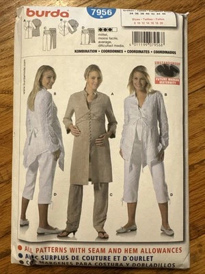 Burda 7956 Misses Maternity Top & Pants 8-10-12-14-16-18-20 Sewing Pattern OOP - Image 1 of 2