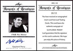 2011 Leaf Legends Sport Moment Greatness Autographs SILVER MG14 Gaylord PERRY 10 - Picture 1 of 2