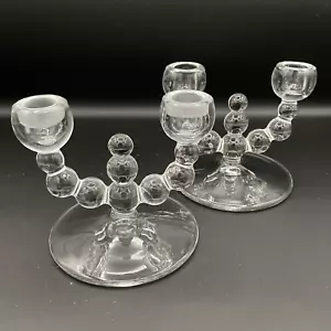Vintage Paden City Glas Doppel Kerzenleuchter - Kerzenständer glasklar - Bild 1 von 6