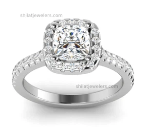 Lab grown diamond engagement ring G/VS2 cushion 1.4ct 14k gold - Picture 1 of 8