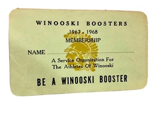 Tarjeta Club Winooski Boosters de Vermont de colección década de 1960 - Imagen 1 de 3