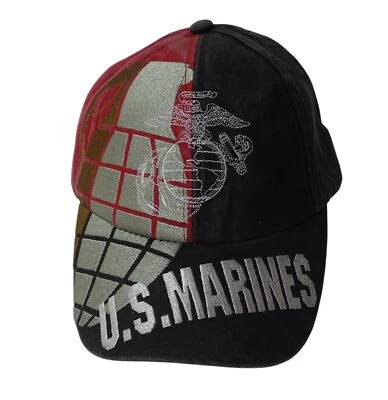 Boné bordado Eagle Crest fuzileiros navais dos EUA alça ajustável vermelho e preto FLAW   - Imagem 1 de 4