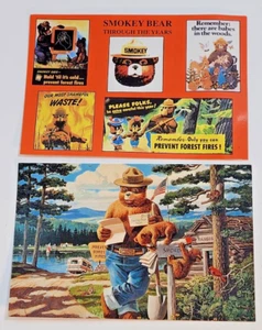 Lote de 2 tarjetas postales vintage de Smoke the Bear con licencia oficial 4 X 6 pulgadas - Imagen 1 de 8