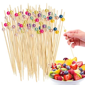 100pcs Food Fruit Sticks Cocktail Picks Decoration Summer Hawaiian BBQ Party - Picture 1 of 7