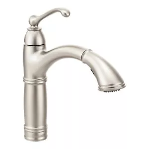 Moen Brookshire Rubinetto Cucina Estraibile ad Arco Alto 1 Manico, Resistente alle Macchie Inox - Foto 1 di 6