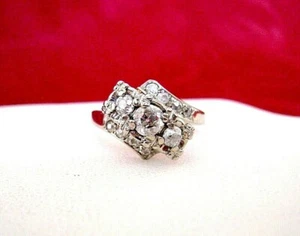 VINTAGE 14K WEISSGOLD RING MIT DREI ALTEN DIAMANTEN IM KLEINSCHLIFF 0,85 CTW GRÖSSE 7,75 - Bild 1 von 9