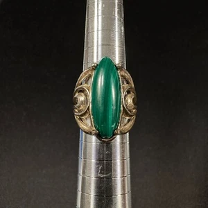 Piedra verde vintage de plata de ley 925 talla 6 - Imagen 1 de 7