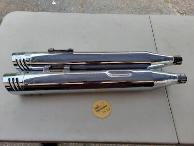 95-16 Harley Davidson Twin Cam Freedom Performance 4" Slip On Mufflers Chrome FL - Image 1 of 4