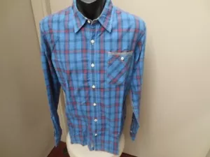 TOMMY HILFIGER MEN'S LONG SLEEVE BLUE CHECKED SHIRT, SIZE MEDIUM - EUC - Bild 1 von 20