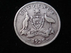 Antigua moneda australiana de seis peniques de plata esterlina KGV regalo de cumpleaños - Imagen 1 de 2