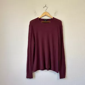 RAG & BONE Crew Neck Sweater M's XL Burgundy Waffle-Knit Extra Fine Merino Wool - Picture 1 of 10