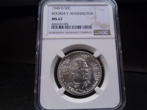 1948-D MS67 Booker T Washington Silver Commemorative NGC Certified Superb Gem - Picture 1 of 8