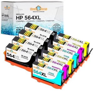 10PK Fits HP 564XL Black Cyan Magenta Yellow Ink Cartridges for HP Photosmart - Picture 1 of 2