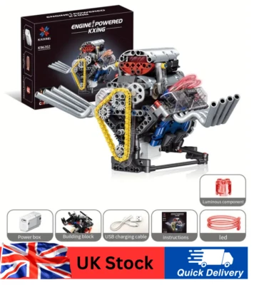 V8 Building Blocks Electrically Driven Engine Model Boxed Christmas Gift (14+) - Image 1 of 4