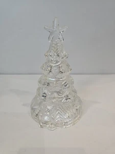 Vintage Iridescent Carnival Glass Christmas Tree Fairy Lamp w Teddy Bears 6.5" - Imagen 1 de 6