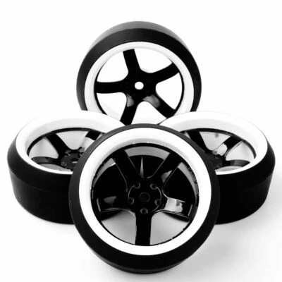 KFORCE RACING 4x 1:10 Drift Reifen Felge 12mm Sechskant 6mm Offset HPI HSP RC Racing On-Road Auto