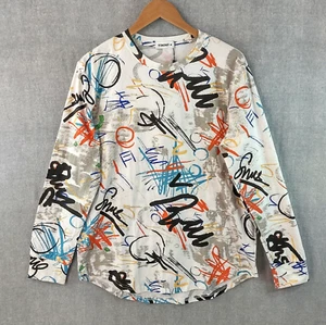 YININF Shirt Men Medium All Over Print Cool Hip Hop Graffiti Stretch Pullover - Picture 1 of 20