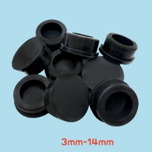 3-14mm Rubber Hole Plugs Push In Compression Stem Solid black T-shape Panel Plug - Picture 1 of 10