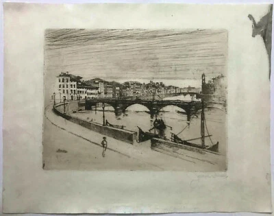 Lápiz grabado firmado ~ EARLY JOSEPH PENNELL ~ 1883 Ciudad italiana CALIDAD MUSEO Foto 1 de 4