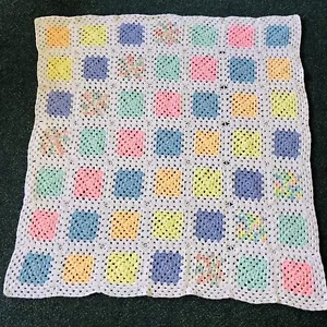 Granny Square Blanket Baby 43 x 45” Handmade - Picture 1 of 4