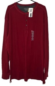 St. John’s Bay Shirt Mens 2XLT Red Long Sleeves Henley Super Soft Knit Tee NWT - Picture 1 of 3