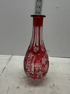 Vintage Nachtman Traube Cut to Clear Crystal Cranberry/Pink Decanter #Y3 - Picture 1 of 6