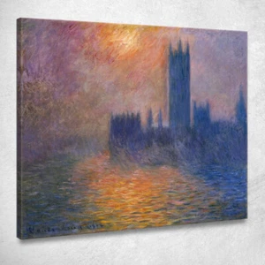 Il Parlamento Al Tramonto Del 1904 Claude Monet, mnt227 quadro stampato su tela - Imagen 1 de 4