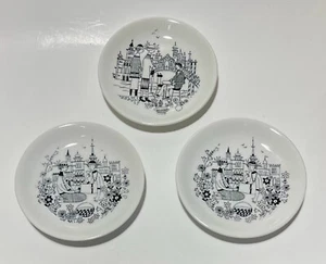3 placas de pared ARABIA Finlandia MCM “Emilia” de Raija Uosikkinen blanco y negro RARAS - Imagen 1 de 6