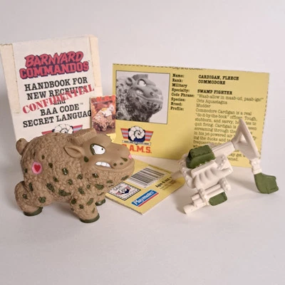 vintage 1989 Barnyard Commandos COMMODORE FLEECE CARDIGAN Complete Playmates - Image 1 of 4