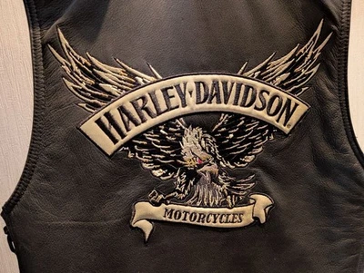 Harley-Davidson Leather Riders Vest Black Embroidered Logo Men’s M Size - Image 1 of 4