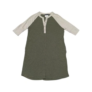 PrAna Cozy Up Henley Dress Green Beige Womens Small Hemp Gorpcore Loungewear - Picture 1 of 5