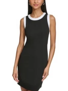 Karl Lagerfeld Paris Damen schwarzes ärmelloses tailliertes Kleid Größe L - Bild 1 von 9