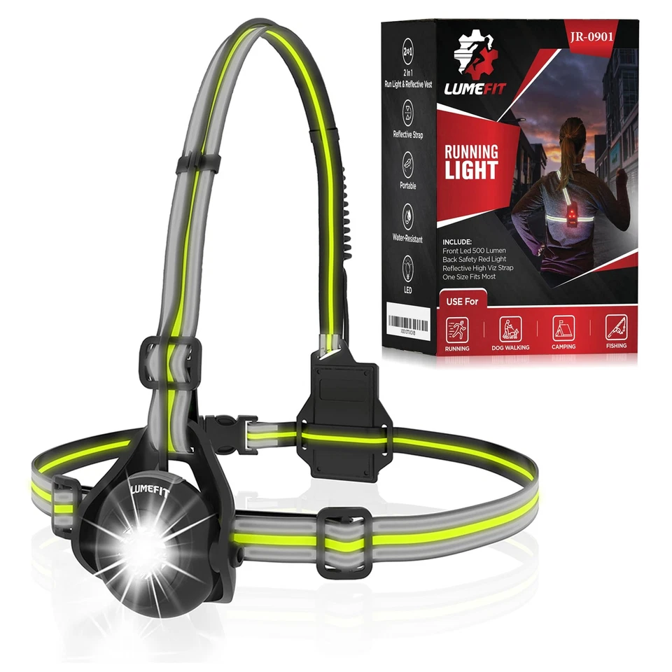 Kalenji Running Chest Light for Runners LED Lamp Reflective Band 250 Lumens