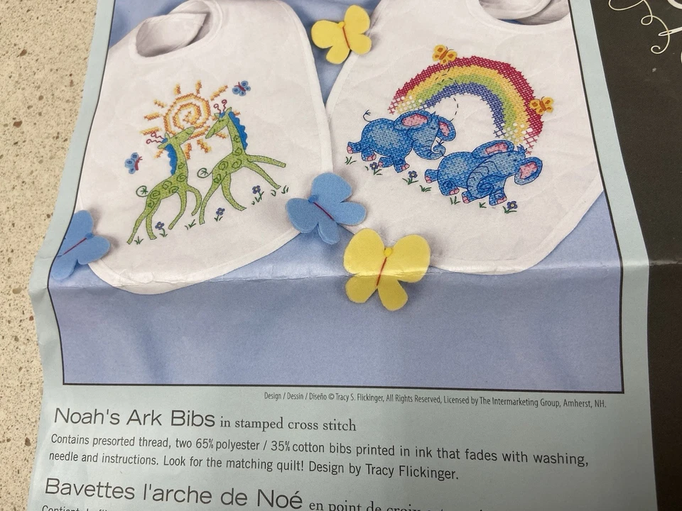 Stamped Cross Stitch Baby Bibs/lot Of 2-Noah’s Ark - Image 1 of 4