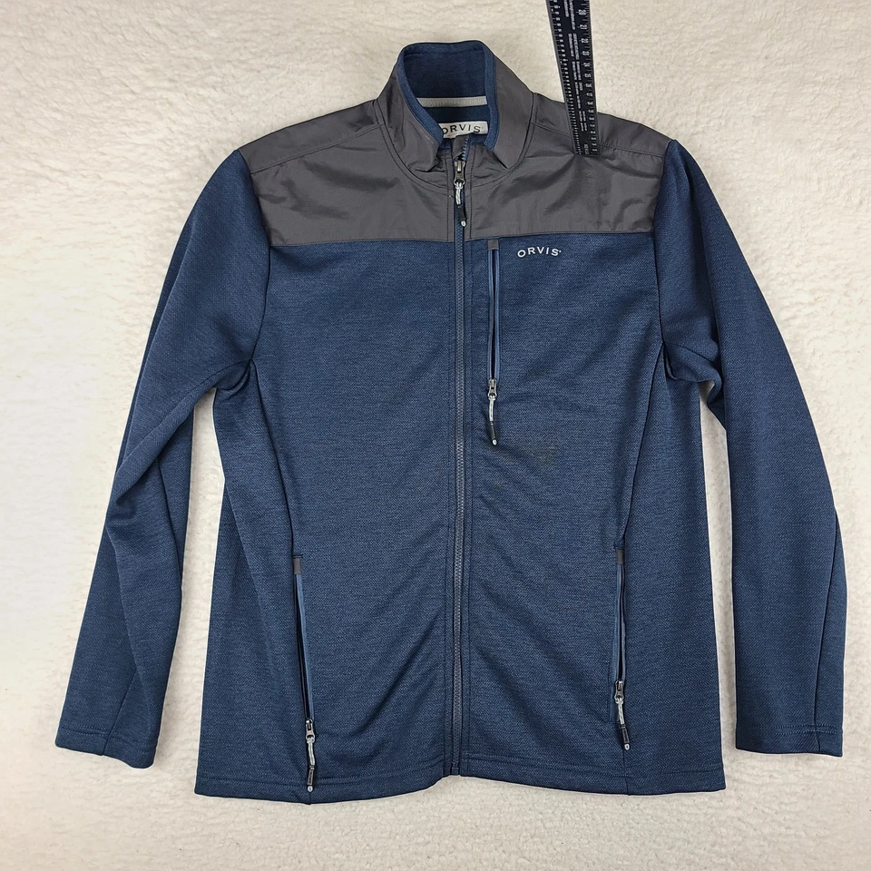 Chaqueta ORVIS Para Hombre Mediana Azul Gris Bolsillos con Cremallera Completa Suéter Foto 1 de 4