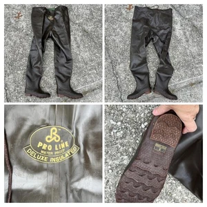 Pro Line Fishing Waders Pants Wading Sz 8 Boots water Proof 22 Inch Waist Flat - Picture 1 of 13