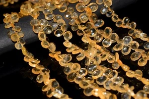10Pcs Earth Mine Yellow Citrine Faceted Pear Briolette Beads For Jewelry Making - Picture 1 of 8