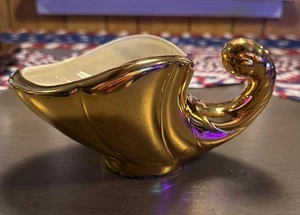 Vintage Porzellan 22 Kt Gold verziert Füllhorn Übertopf - Bild 1 von 7