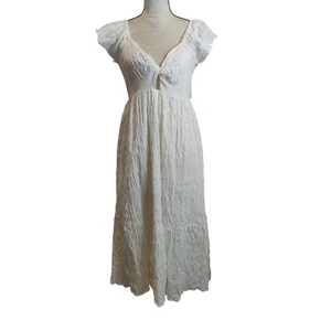 Universal Thread Gr. XL weiß gesmoktes Maxikleid Schlüsselloch Milkmaid Prairie - Bild 1 von 7