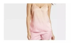 Pigiama donna nuovo con etichetta stelle sopra taglia grande morbido rosa ombreggiato raso - Foto 1 di 6