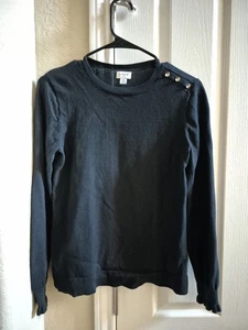J.Crew Damen Pullover schwarz Strass Knöpfe Schulter Größe XS - Bild 1 von 8