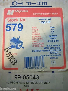 NUEVO MOTOR UNIVERSAL MAGNETEK 579 JA1M086 HC23UE121A 99-05043 1/50 HP 115 V 1 VELOCIDAD - Imagen 1 de 12