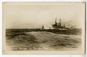 RPPC Battleships on Rough Sea WWI Era Brown Bros Virginia Photograph - Bild 1 von 1