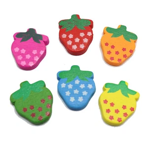 50 Mixed Bright Candy Color Strawberry Wood Beads~Wooden Beads - Picture 1 of 9