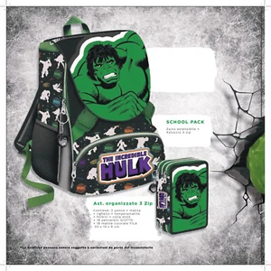 Zaino Scuola Hulk + Astuccio Completo 3Zip - Foto 1 di 1