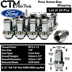 24Pc FORD OEM FACTORY 14X1.5 LUG NUT FOR F150/EXPEDITION/NAVIGATOR STOCK WHEEL - Picture 1 of 4