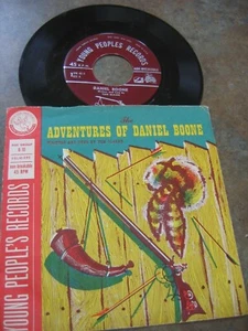 ADVENTURES of DANIEL BOONE Record by TOM GLAZER 45 rpm VINTAGE Young People - Picture 1 of 1