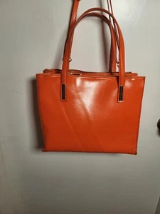 Large Italian leather Borse In Pelle Orange Hand Or Shoulder Bag - Picture 1 of 10